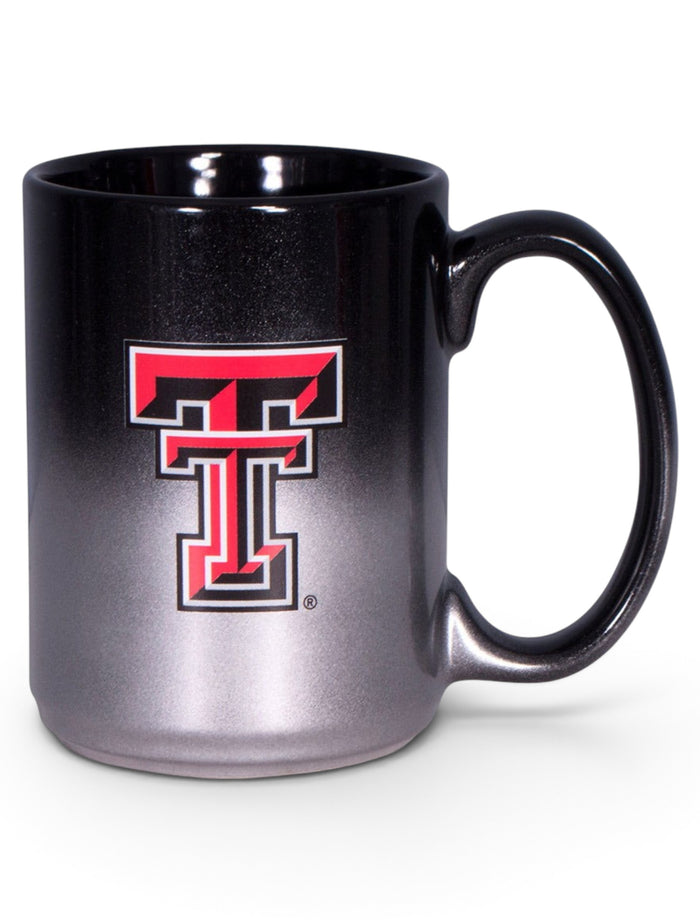 Texas Tech Double T on Silver & Black Ombre Coffee Mug – Front view