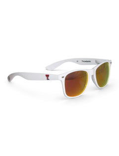 Texas Tech Double T on White Sunglasses with Mirrored Lenses – Front view