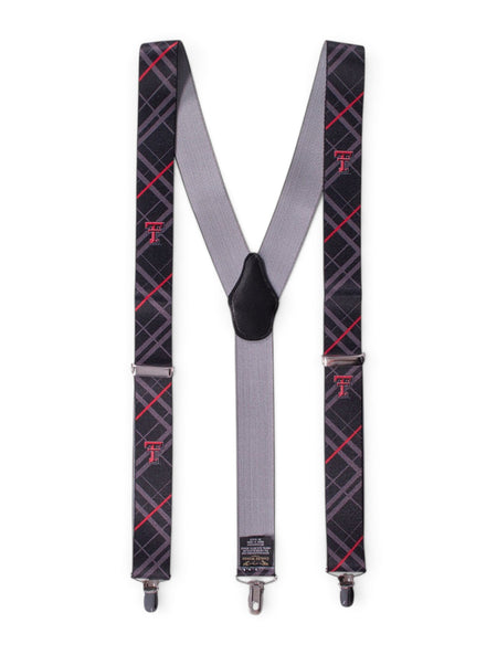 Texas Tech Double T Plaid Black Suspenders – Front view