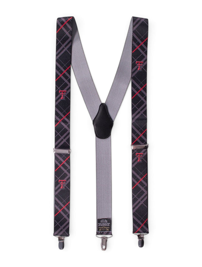 Texas Tech Double T Plaid Black Suspenders – Front view