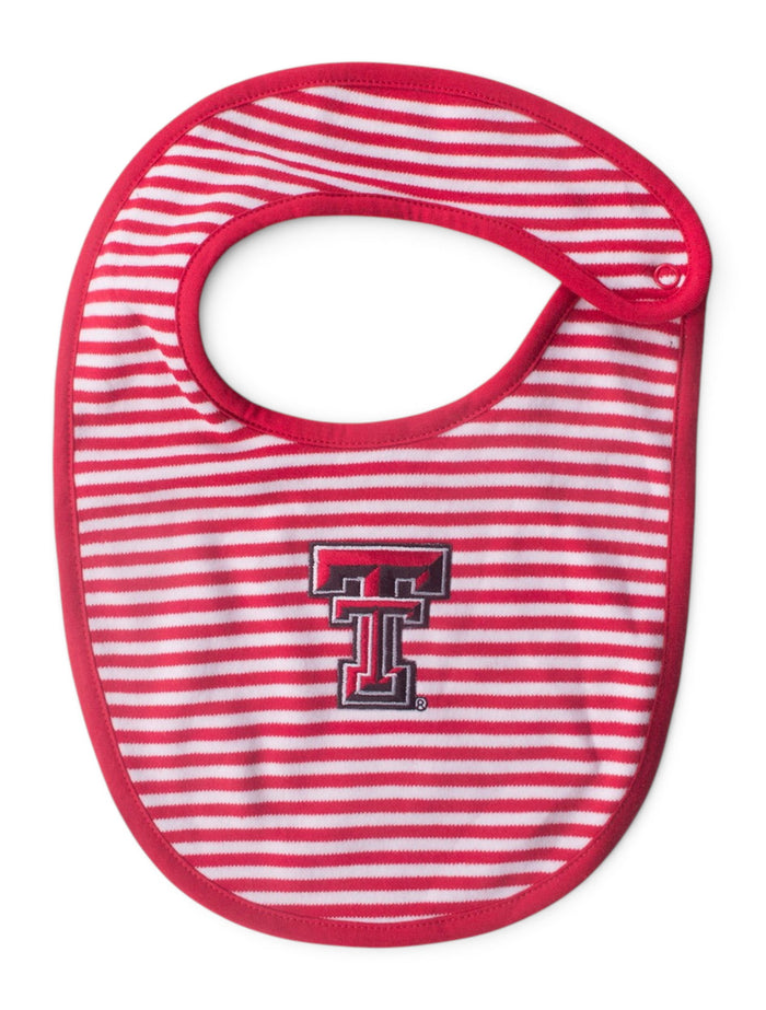Texas Tech Double T Red and White Striped INFANT Bib – Front view