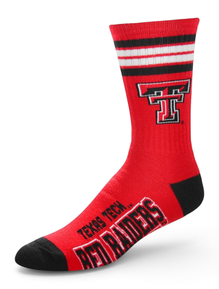 Texas Tech Double T & Red Raiders on Black & Red Socks – Front view