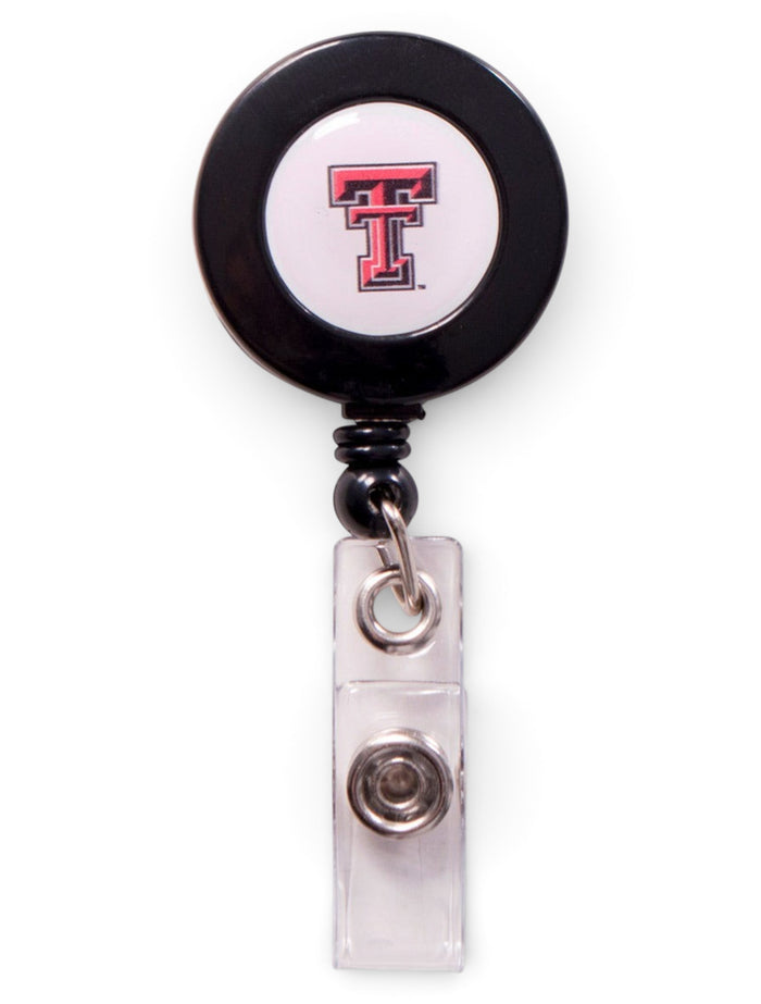 Texas Tech Double T Retractable Badge Holder – Black front view