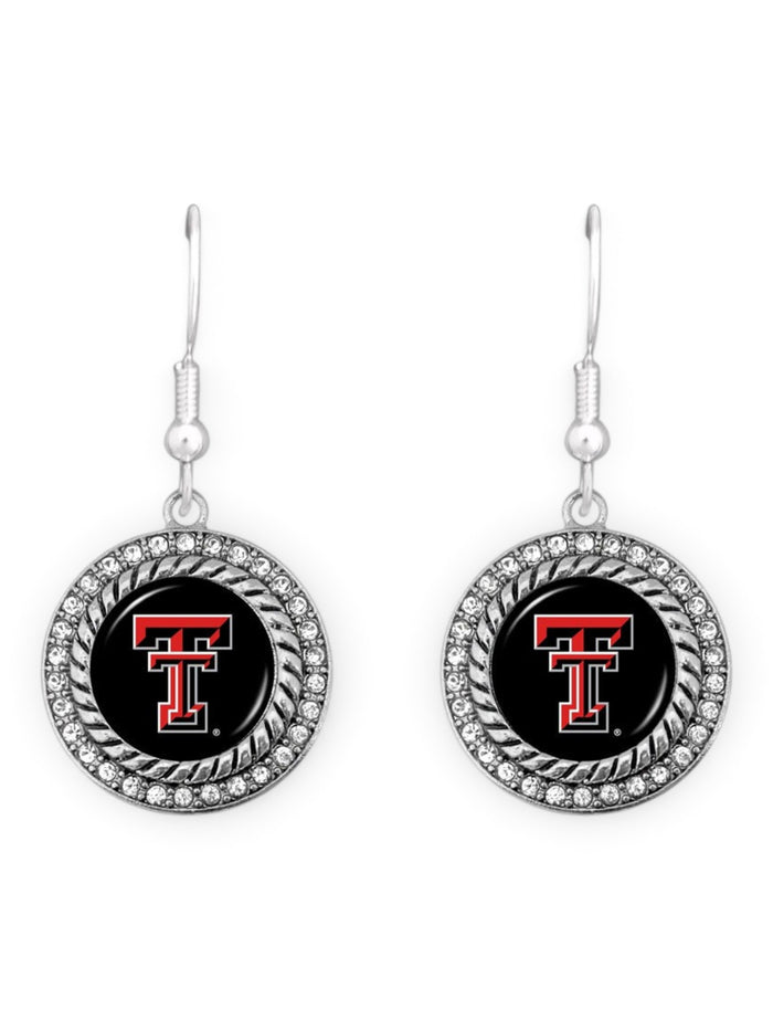 Texas Tech Double T Round "Allie" Earrings – Front view