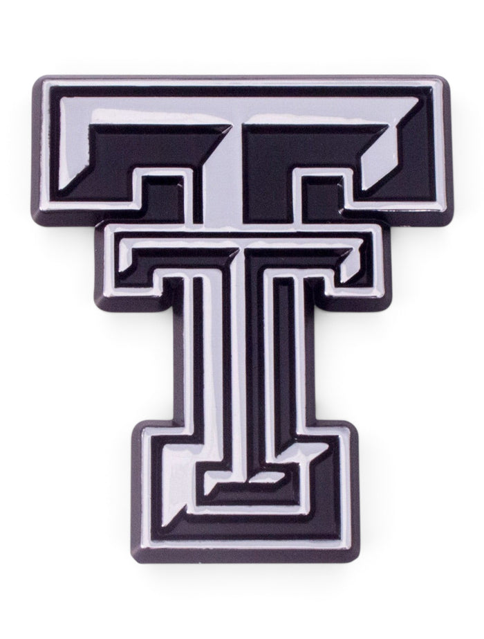 Texas Tech Double T Silver Car Emblem – Front view