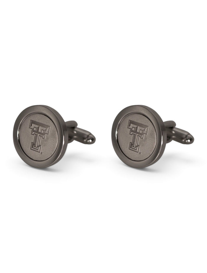 Texas Tech Double T Silver Cufflinks – Front view