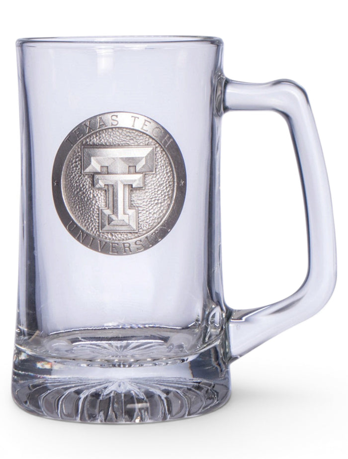 Texas Tech Double T Silver Emblem on Beer Stein – Front view