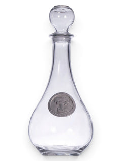 Texas Tech Double T Silver Emblem on Glass Decanter – Front view