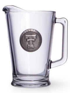 Texas Tech Double T Silver Emblem on Glass Pitcher – Front view