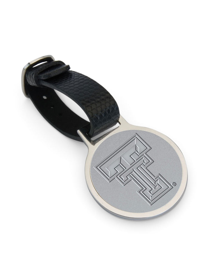 Texas Tech Double T Silver Tone Fob Bag Tag – Front view