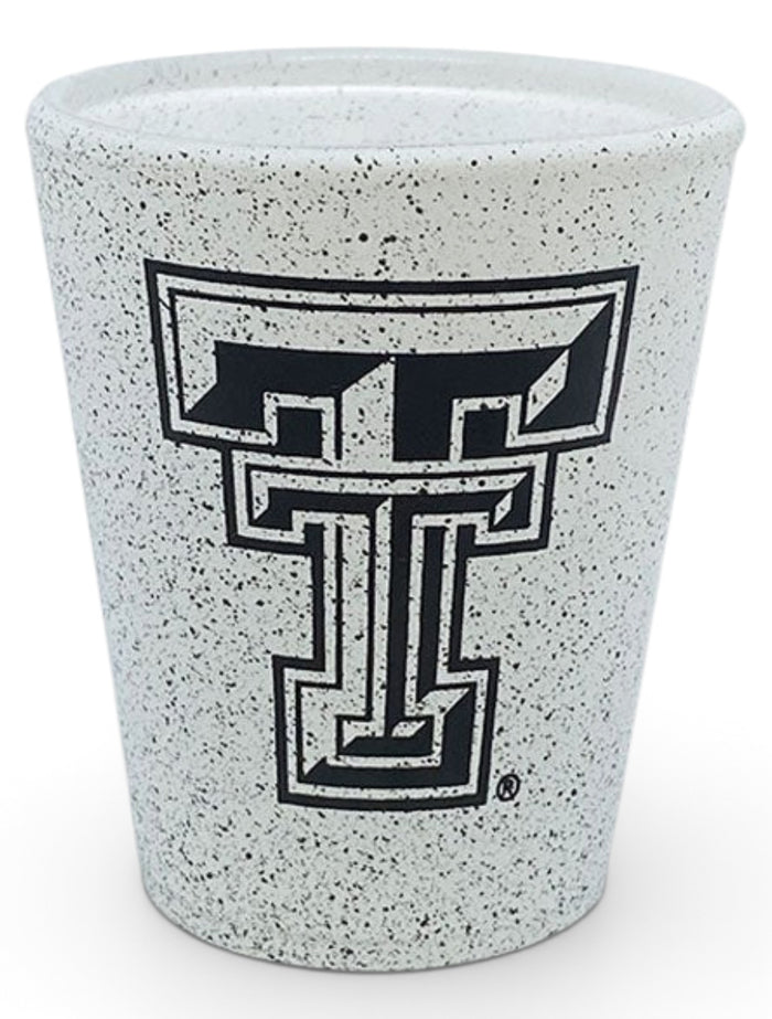 Texas Tech Double T Speckled Granite Shot Glass – Front view