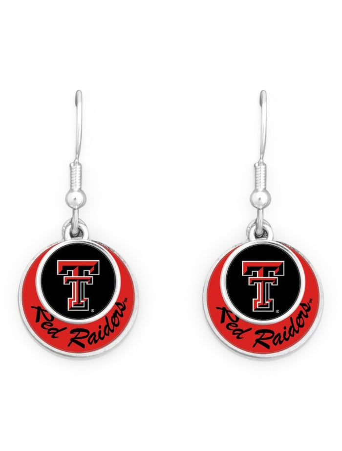 Texas Tech Double T "Stacked Disk" Earrings – Front view