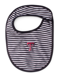 Texas Tech Double T Striped INFANT Bib – Black front view