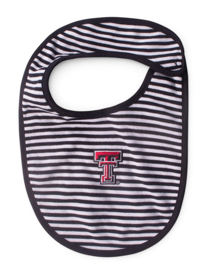 Texas Tech Double T Striped INFANT Bib – Black front view