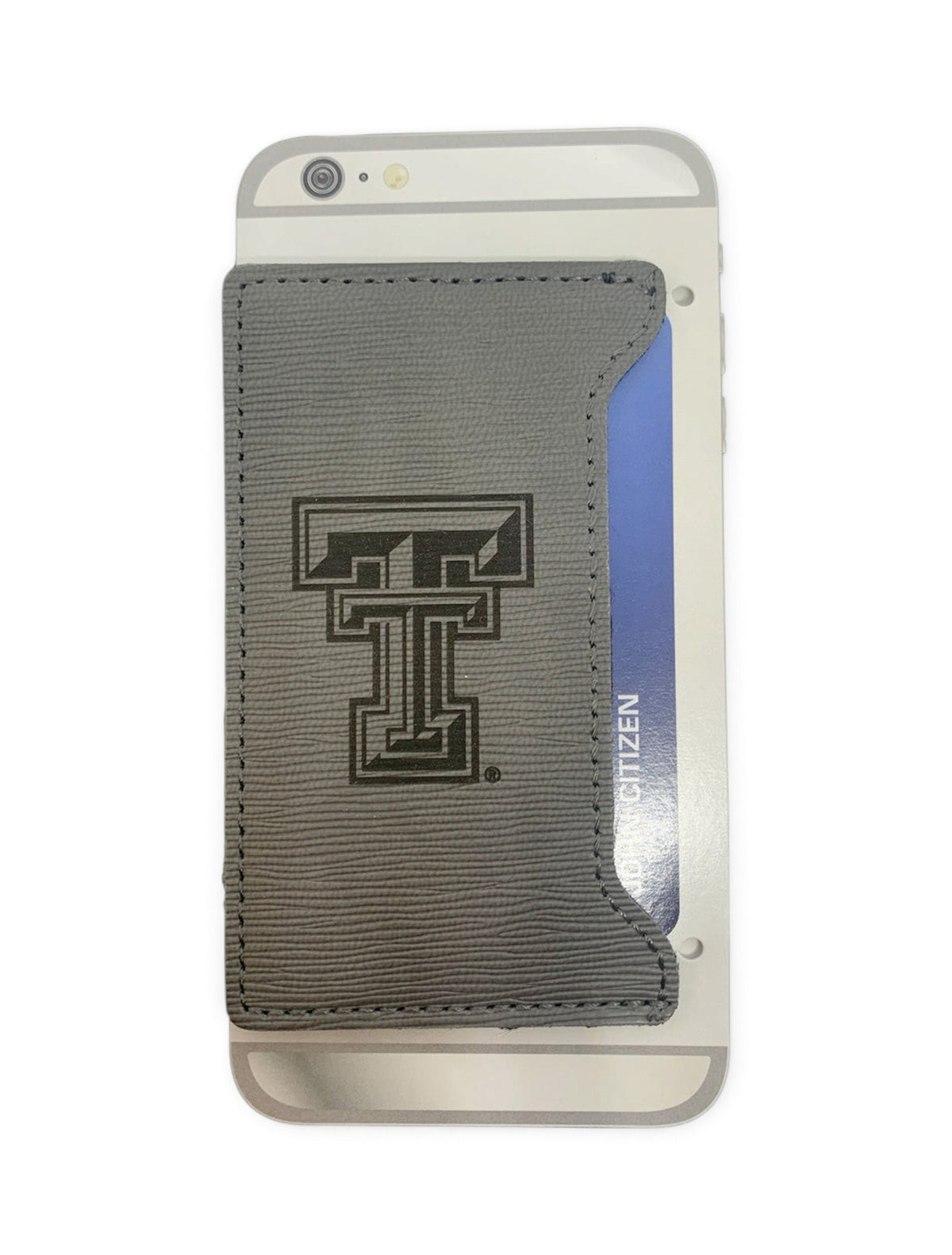 Texas Tech Double T Textured Grey Cell Phone Wallet – Back view