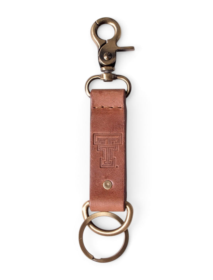 Texas Tech Double T "Westbridge" Leather Keychain – Front view