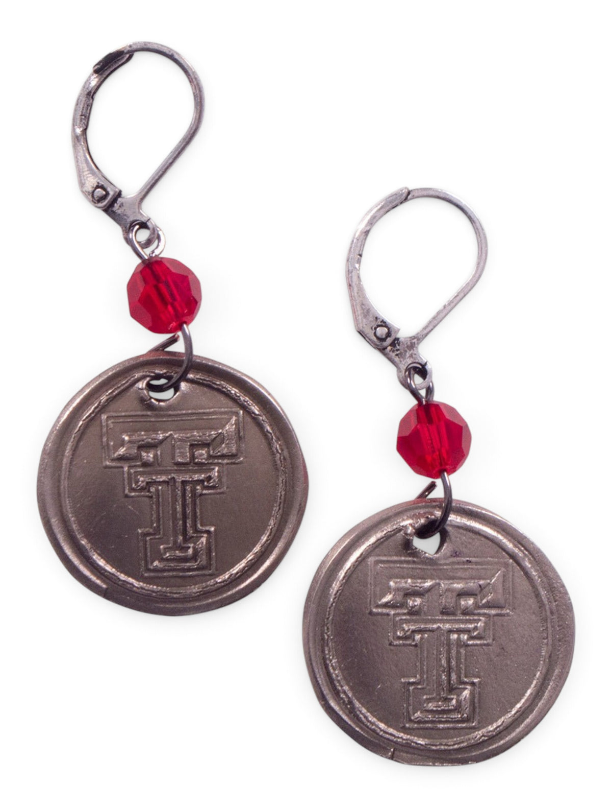 Texas Tech Double T White Copper Earings – Front view