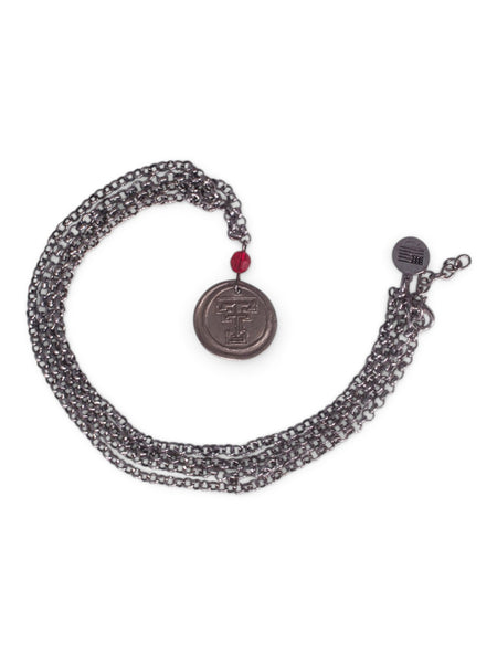 Texas Tech Double T White Copper Necklace – Front view