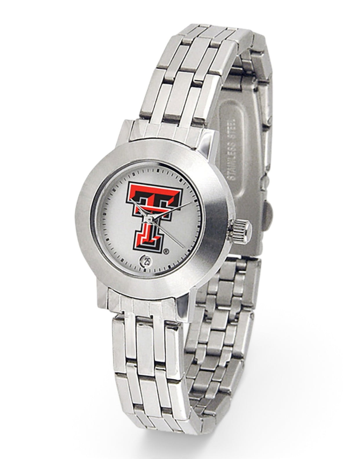 Texas Tech Dynasty Silver and White Face Women's Watch – Front view
