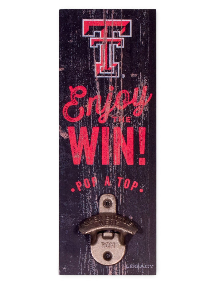Texas Tech Enjoy the Win Wall Bottle Opener – Front view
