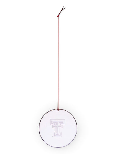 Texas Tech Etched Double T Crystal Christmas Ornament – Front view