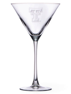 Texas Tech Etched Double T on Martini Glass – Front view