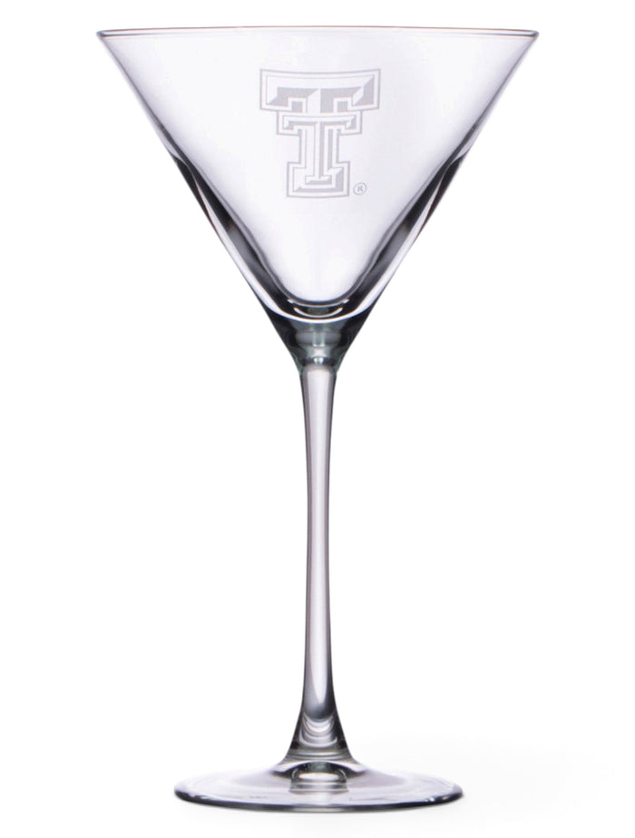 Texas Tech Etched Double T on Martini Glass – Front view