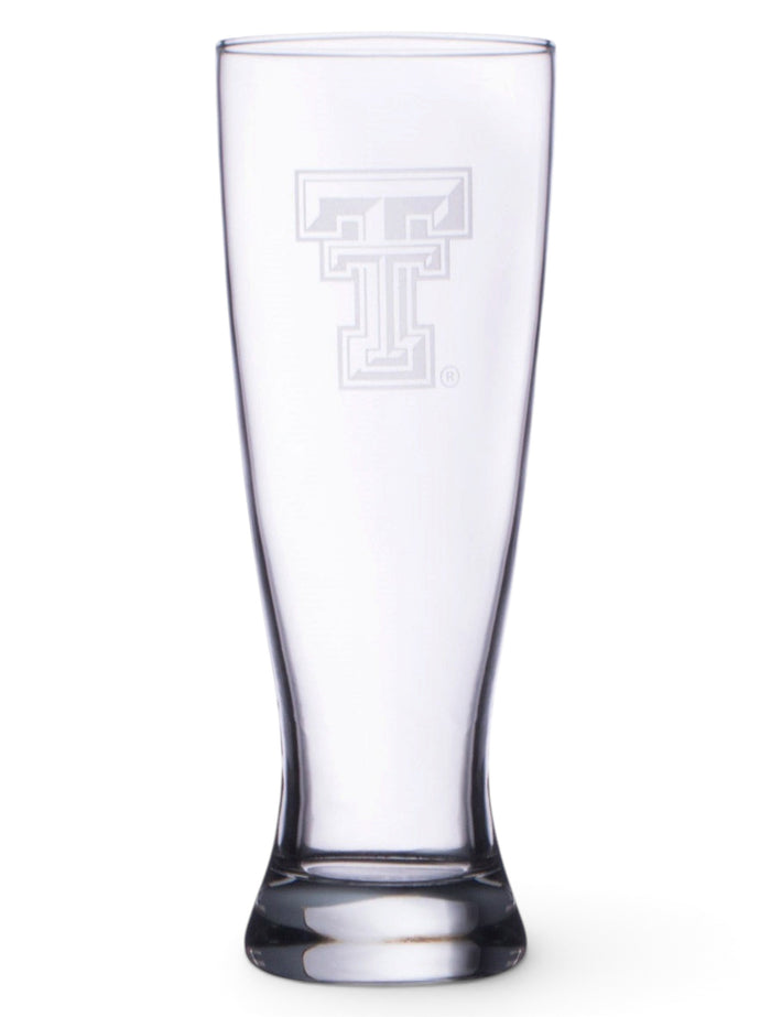 Texas Tech Etched Double T Pilsner Glass – Front view