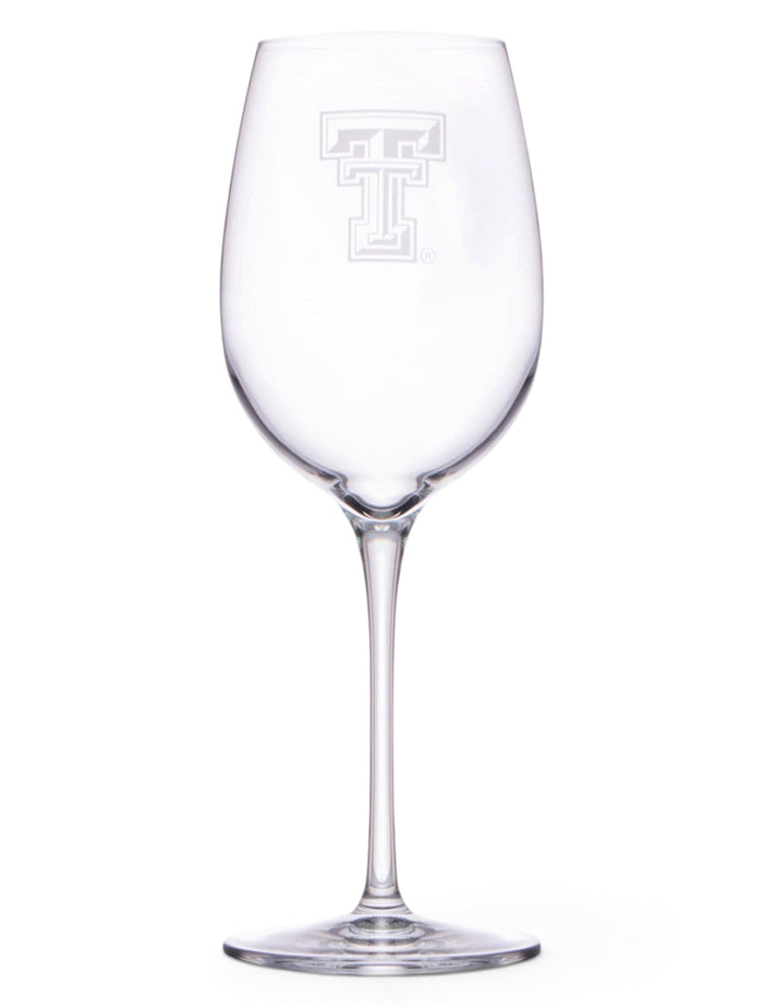 Texas Tech Etched Double T Standard Wine Glass – Front view