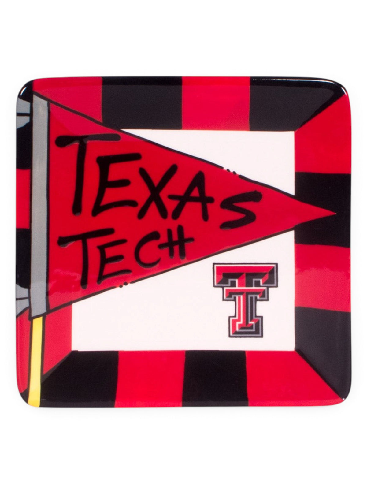 Texas Tech Flag Square Ceramic Plate – Front view
