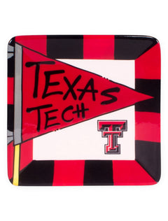 Texas Tech Flag Square Ceramic Plate – Front view