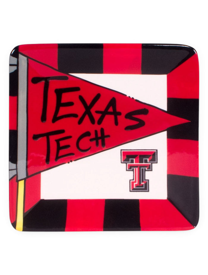 Texas Tech Flag Square Ceramic Plate – Front view