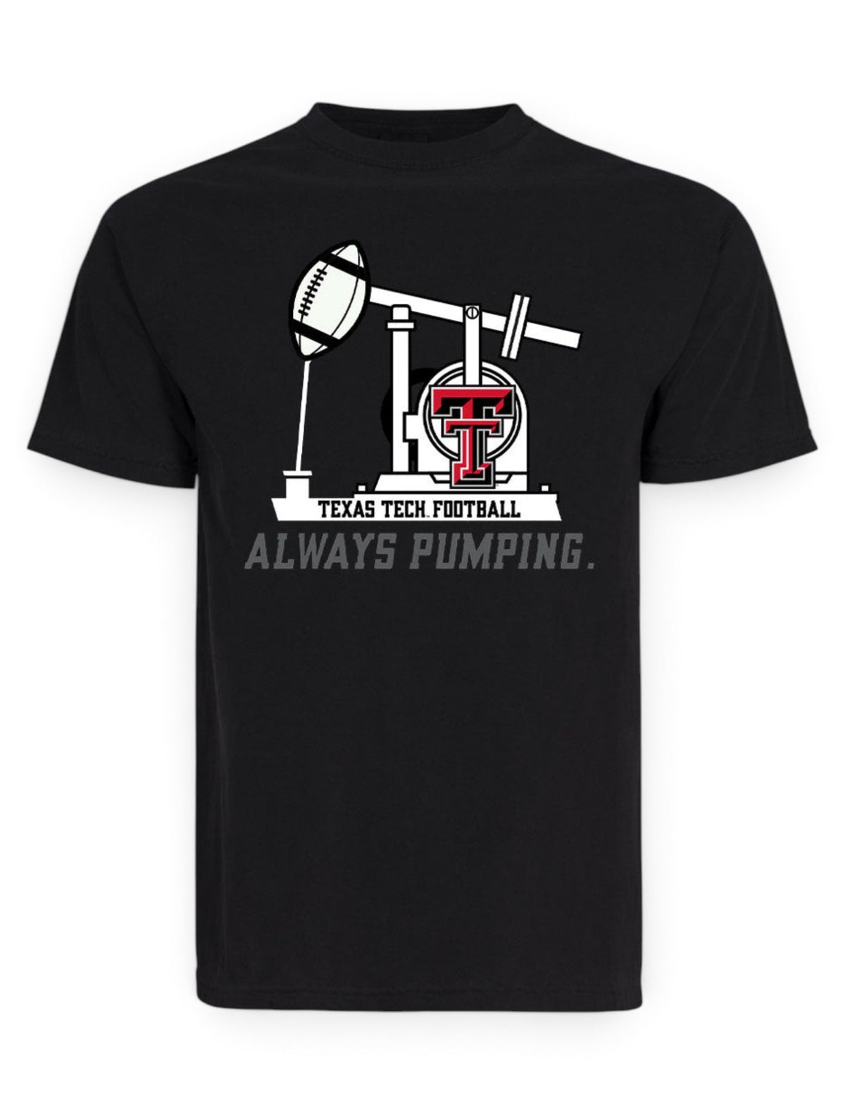 Texas Tech Football "Always Pumping" Black T-shirt – Front view