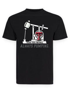 Texas Tech Football "Always Pumping" Black T-shirt – Front view