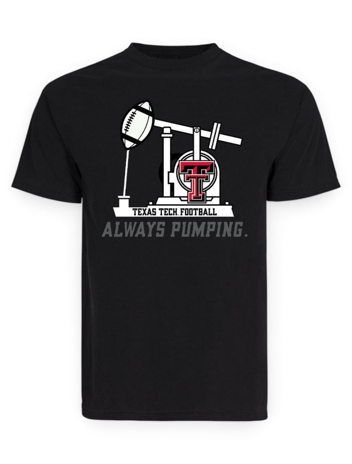 Texas Tech Football "Always Pumping" Black T-shirt – Front view