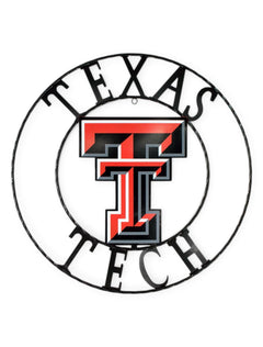 Texas Tech Full Color Double T Wrought Iron Sign – Front view