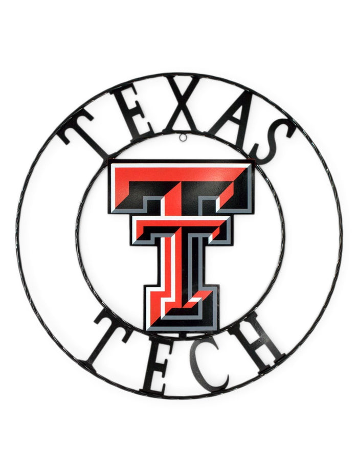 Texas Tech Full Color Double T Wrought Iron Sign – Front view