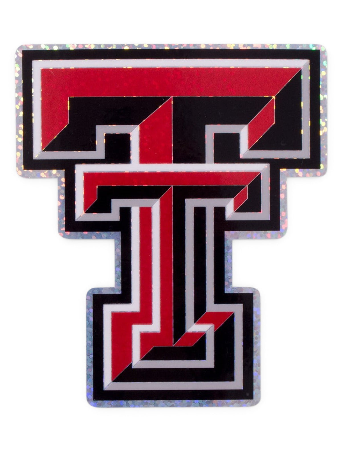 Texas Tech Glitter Double T Decal – Front view