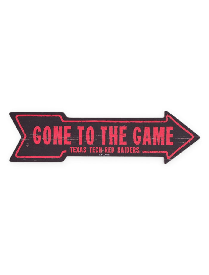 Texas Tech "Gone to The Game" Arrow Wooden Sign – Front view