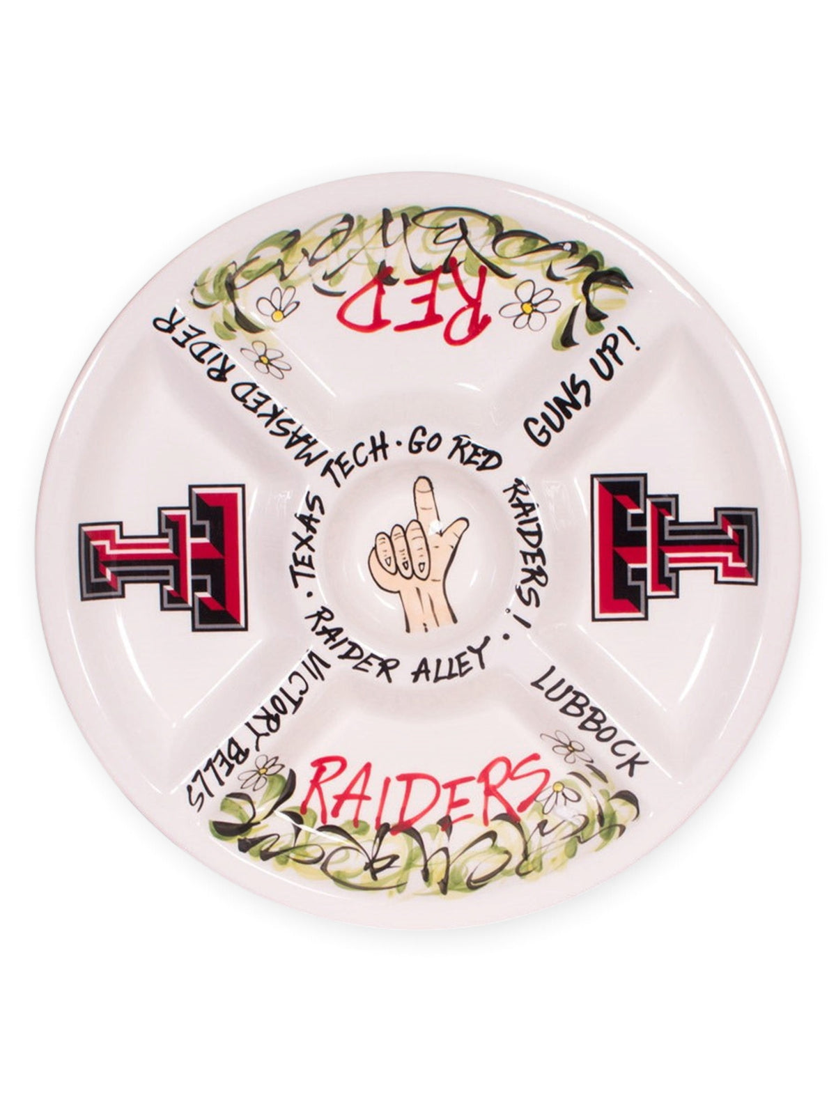 Texas Tech Guns Up Ceramic Veggie Tray – Front view