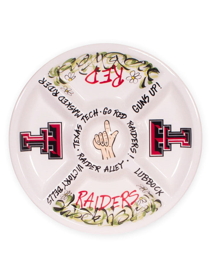 Texas Tech Guns Up Ceramic Veggie Tray – Front view