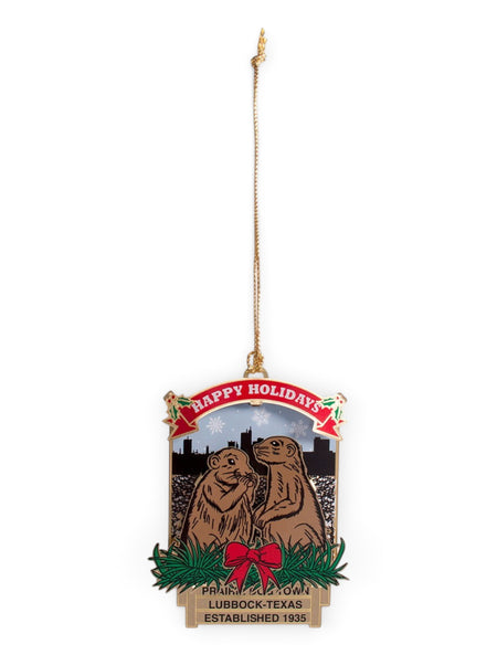Texas Tech Happy Holidays Prairie Dog Town® Collector's Ornament – Front view
