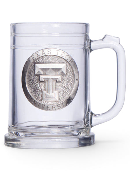 Texas Tech Heritage Pewter Double T Emblem on Beer Stein – Front view