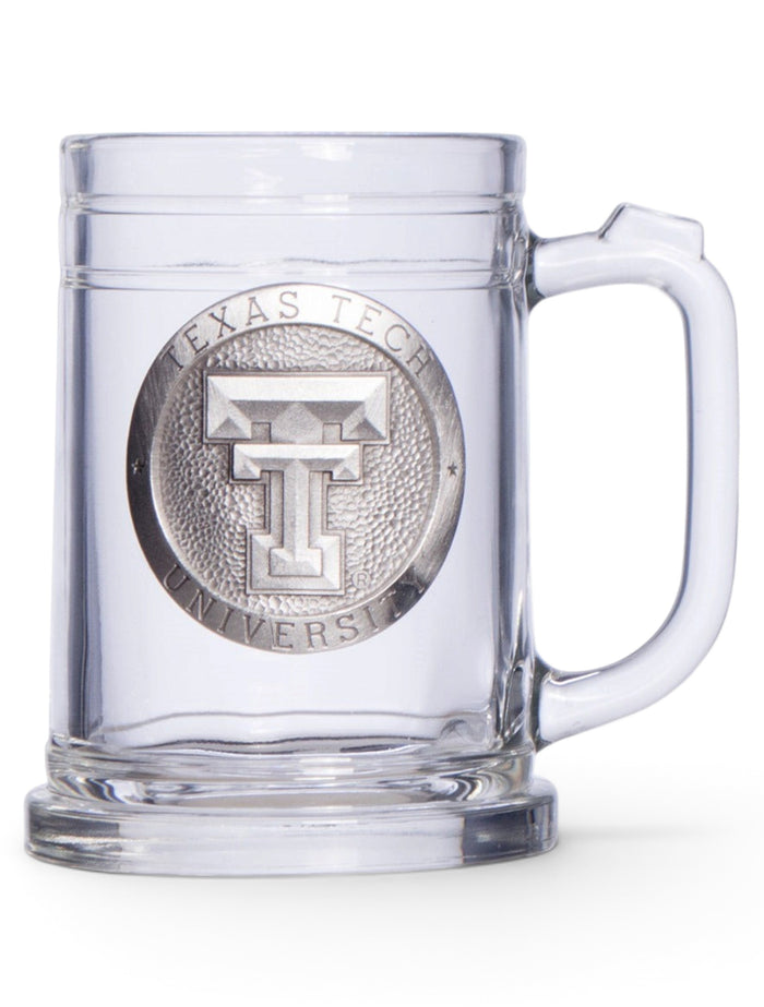 Texas Tech Heritage Pewter Double T Emblem on Beer Stein – Front view