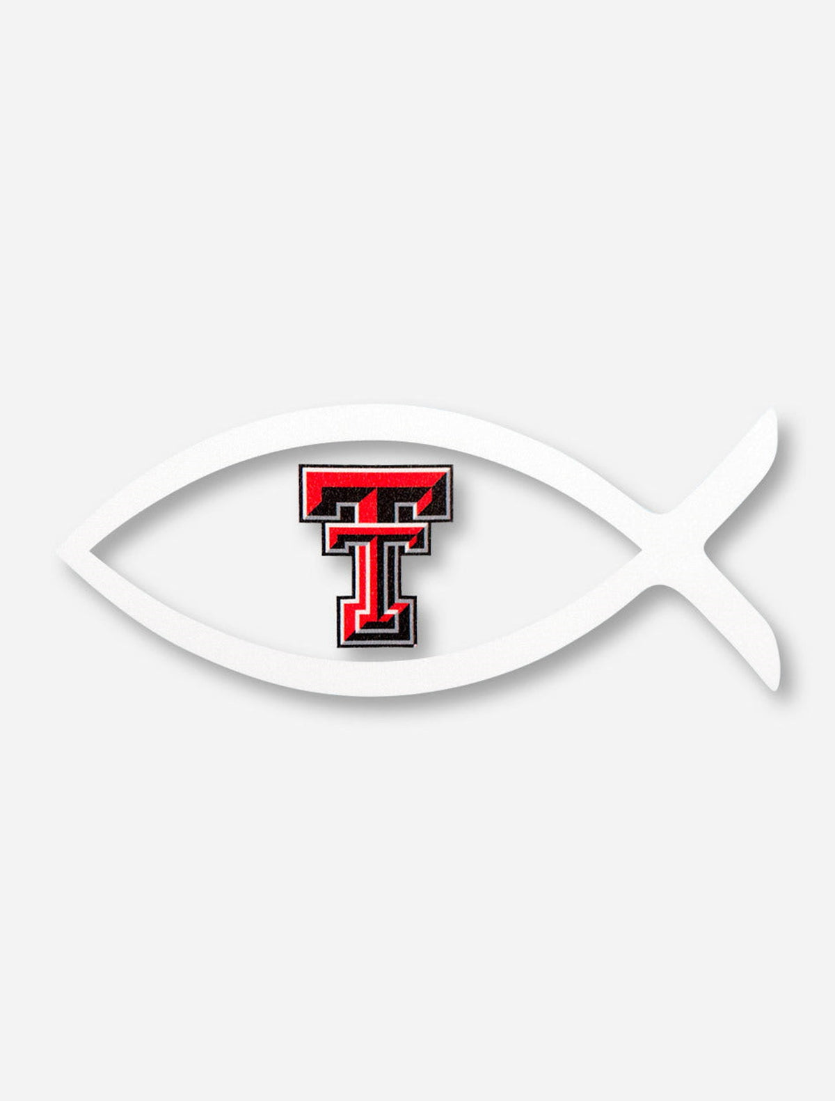 Texas Tech Jesus Fish with Double T Decal – Front view