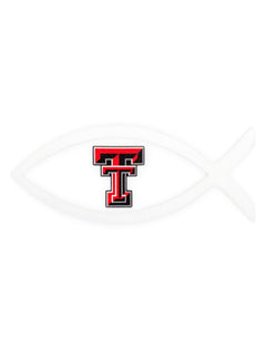 Texas Tech Jesus Fish with Double T Decal – Front view