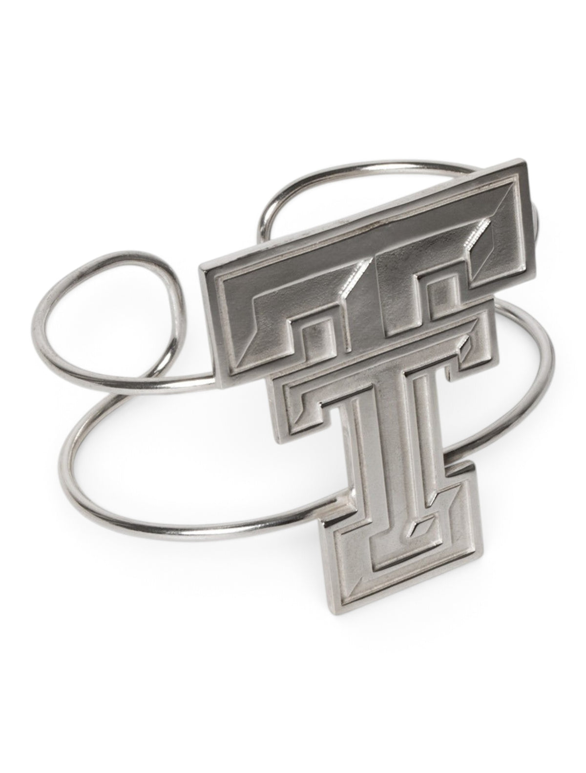 Texas Tech Large Double T Sterling Silver Cuff Bracelet – Front view