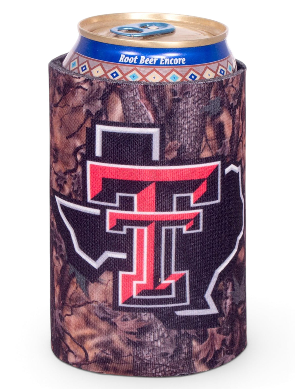 Texas Tech Lone Star Pride Camo Can Cooler – Back view