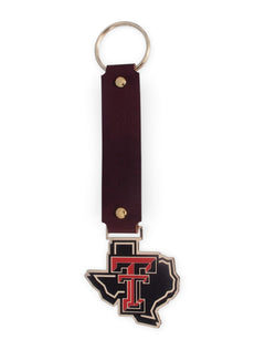 Texas Tech Lone Star Pride Leather Key Chain – Front view