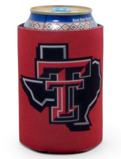 Texas Tech Lone Star Pride Logo on Red Can Cooler – Back view